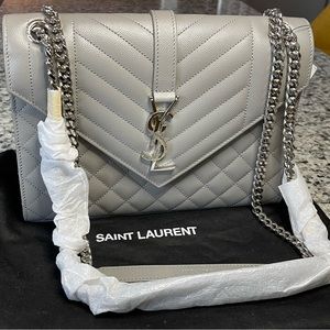 NWT YSL Yves Saint St Laurent Medium Envelope Chain Purse Shoulder Bag NEW Auth